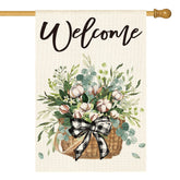 AVOIN colorlife cotton spring house flag with floral design for outdoor welcome