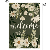 AVOIN colorlife daisy spring flowers flag on porch, enhancing outdoor curb appeal.