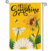 AVOIN colorlife Daisy Sunflower flag full front view for welcoming guests on the porch.