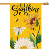 AVOIN colorlife Daisy Sunflower Hello Sunshine flag on porch, bright summer decor.