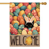 AVOIN colorlife Easter House Flag double-sided view for porch or garden decor.