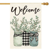 AVOIN colorlife eucalyptus mason jar flag front view for outdoor welcome décor