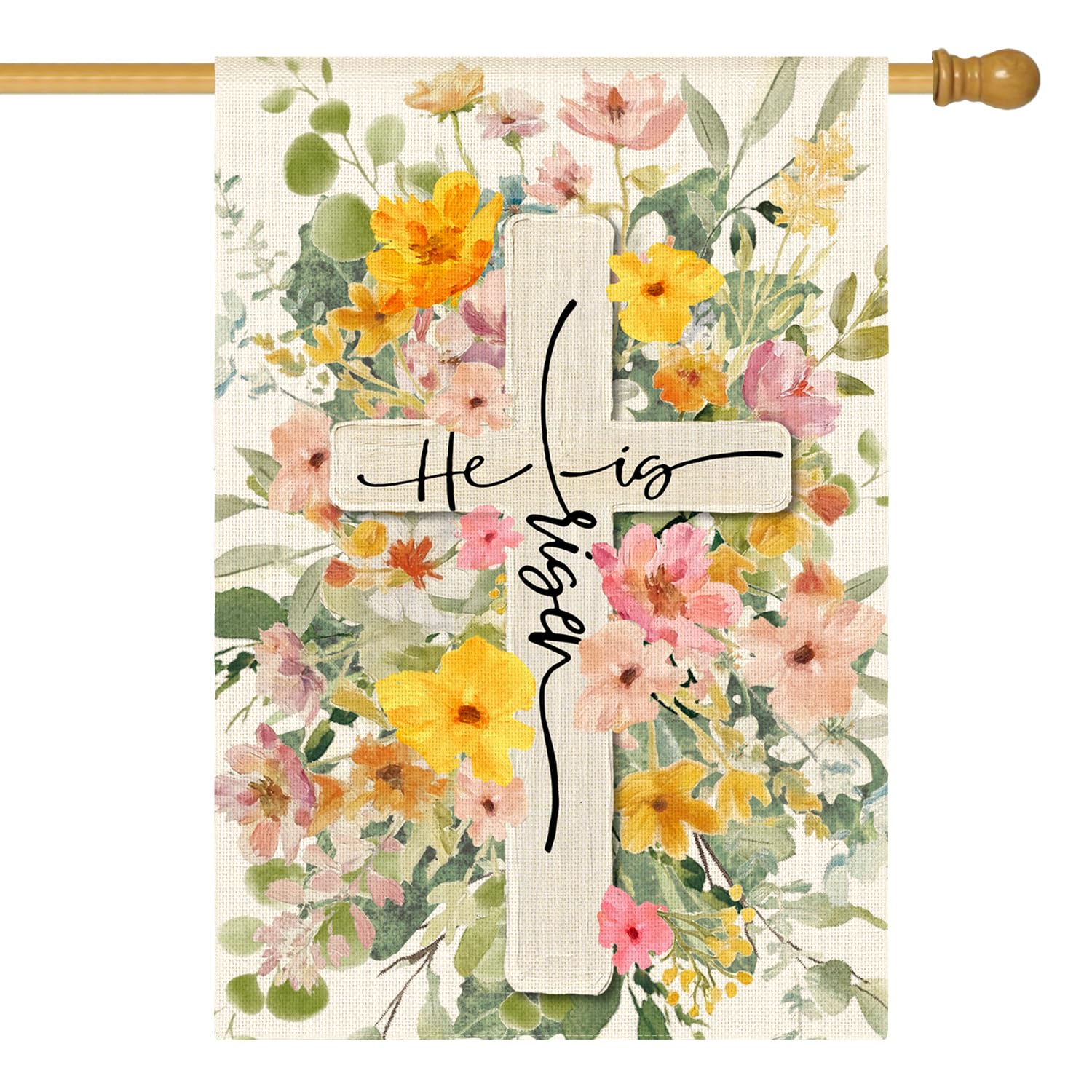 AVOIN colorlife floral Easter flag front view for porch decor and outdoor charm