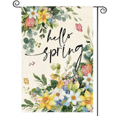 AVOIN colorlife Floral Hello Spring flag front view for welcoming outdoor spaces