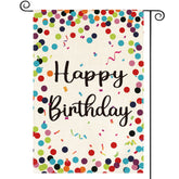 AVOIN colorlife Happy Birthday flag front view with colorful polka dots for porch decor.