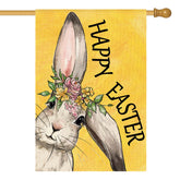 AVOIN colorlife Happy Easter Bunny flag with a cheerful bunny and flowers for spring curb appeal.