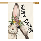 AVOIN colorlife Happy Easter Bunny flag, front view for garden decor