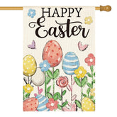 AVOIN colorlife Happy Easter flag with flowers and Easter eggs for outdoor decor