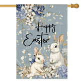 AVOIN colorlife Easter floral flag front view with bunny and flowers for outdoors