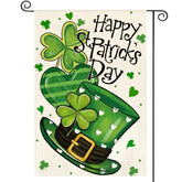 AVOIN colorlife garden flag with double-sided shamrock design enhances outdoor curb appeal.