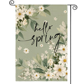AVOIN colorlife Hello Spring Daisy garden flag features bright daisies to welcome guests.