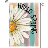 AVOIN colorlife Hello Spring flag front view with vibrant daisy design for curb appeal.