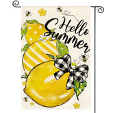 AVOIN colorlife Hello Summer flag front view with Lemon Bee design for outdoor charm.