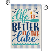 AVOIN colorlife lake flag in sunny yard adds lakeside charm