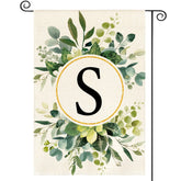 AVOIN colorlife monogram S floral garden flag front view for curb appeal