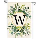 AVOIN colorlife monogram W floral flag 12x18 inches for year-round outdoor display.