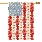 AVOIN colorlife Myosotis Poppy Memorial Day flag, front view, ideal outdoor yard decor
