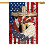 AVOIN colorlife patriotic eagle wreath flag front view for outdoor display