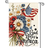 AVOIN colorlife patriotic floral garden flag 12x18, double-sided for outdoor yard decoration.