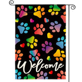 AVOIN colorlife Pets Paws flag front view, durable double-sided outdoor decor.