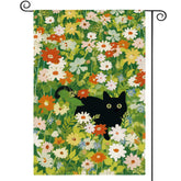AVOIN colorlife spring floral cat flag front view with vibrant welcome design