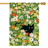 AVOIN colorlife Spring Floral Cat House Flag front view welcoming guests on the porch.