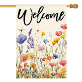 AVOIN colorlife Spring House Flag front view, welcoming seasonal flowers for outdoor spaces