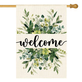 AVOIN colorlife spring-summer floral welcome flag, double-sided display for outdoor entryway