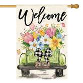 AVOIN colorlife Spring Tulip flag front view enhances curb appeal and seasonal decor