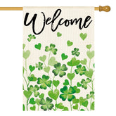AVOIN colorlife St Patrick's Day welcome flag front view showing vibrant clover design