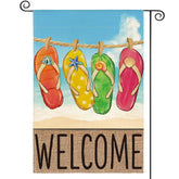 AVOIN colorlife Summer Beach Flip-flop Flag adds a sunny welcome to your deck.