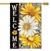 AVOIN colorlife summer floral flag with daisies welcomes guests from both sides