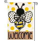 AVOIN colorlife Summer Polka Dot Bee Welcome flag front view enhances curb appeal