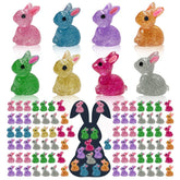 AWEELON glow bunnies mini figures for fairy gardens with soft nighttime illumination.