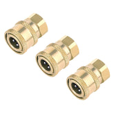 Awpeye brass quick-connect coupler with ball-lock for secure pressure washer connections.