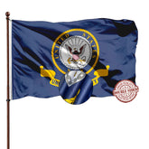 AXJBW Navy Emblem Flag double-sided for clear visibility from both sides.