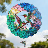 Ayadon Hummingbird Wind Spinner in sunlight creates a colorful outdoor garden focal point