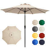 Ayge 9ft patio umbrella top view with vented canopy for cooler shade and UV protection.