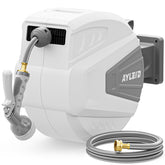 Ayleid retractable garden hose reel with 100 ft reach for easier watering.