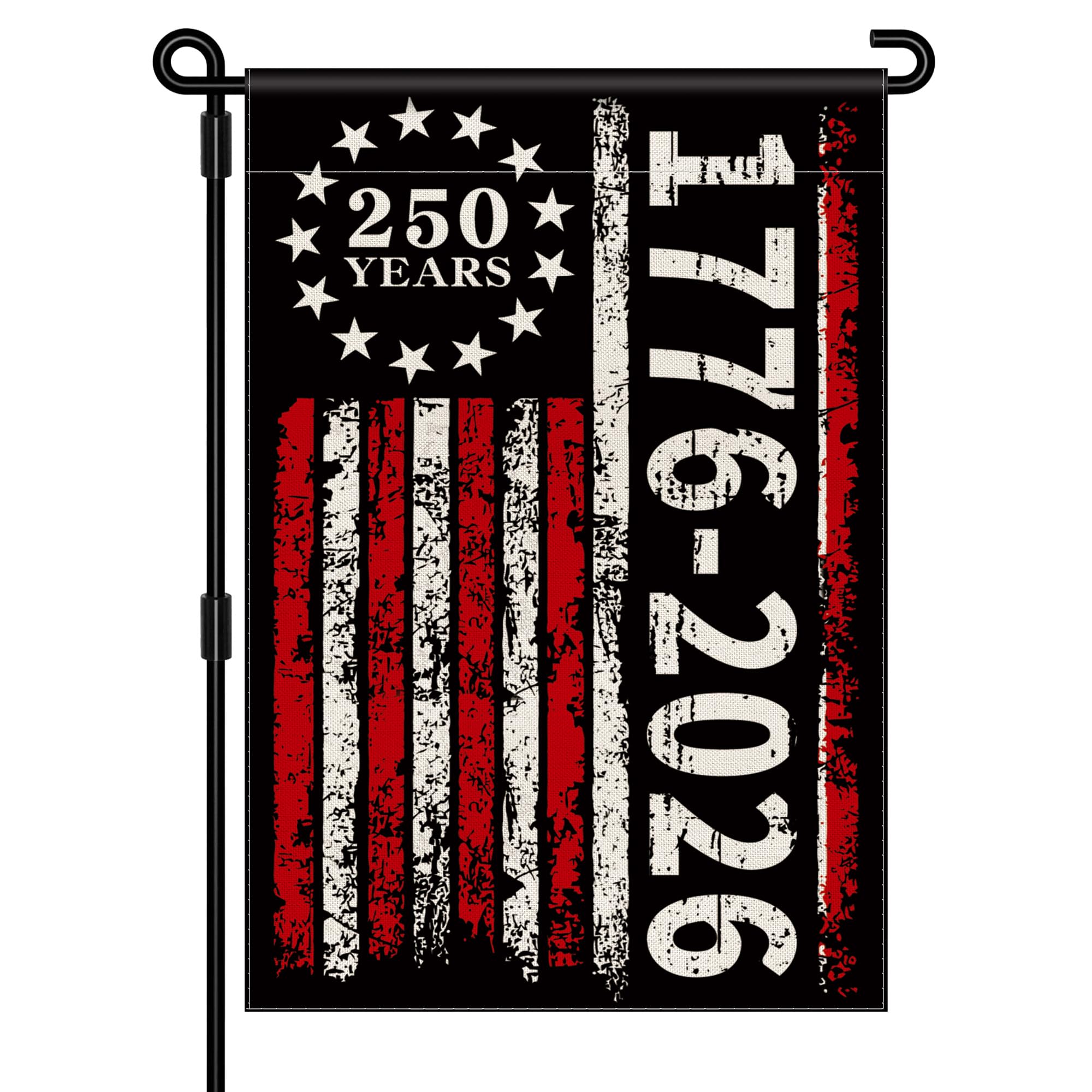 Aymolas 250th Anniversary USA garden flag front view for outdoor display.
