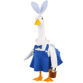 Aymolas Easter blue bunny goose costume on a 23-inch statue for festive porch display