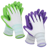 Aysatogc green-purple garden gloves pack, ideal for comfortable planting and grip.