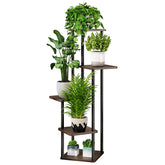 AZERPIAN 5-tier plant stand, black oak, side view for corner display.