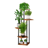 AZERPIAN 5-tier plant stand walnut front view for organized indoor display.