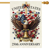 Baccessor 250 Years USA House Flag full view for outdoor decor