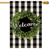 Baccessor Boxwood Wreath flag, double-sided and weatherproof for outdoor porch decor