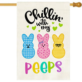 Baccessor Bunny Easter House Flag with Chillin With My Peeps design for vibrant outdoor display