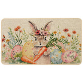 Baccessor Easter bunny doormat outdoor view with floral design welcomes guests
