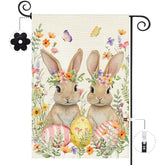 Baccessor Easter Bunny garden flag, front view, double-sided print for welcoming spring visitors.
