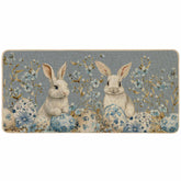 Baccessor Easter Bunny Rabbits doormat in blue traps dirt at the entry.